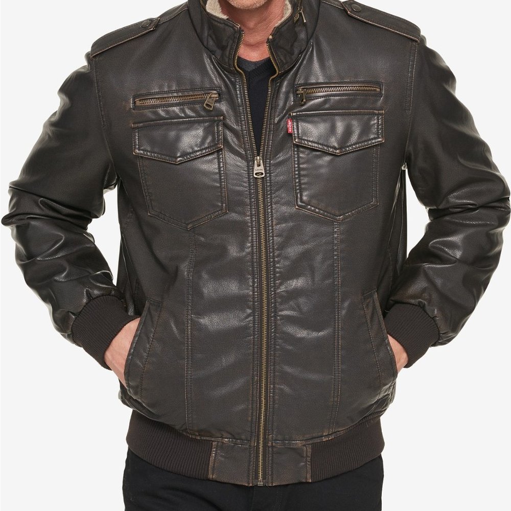 Levi's Sherpa-Lined Faux-Leather Bomber Jacket